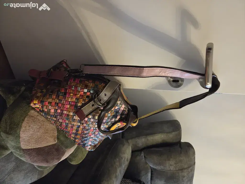 Geanta Ebano multicolora Vera Pelle impletita Toscana Italy