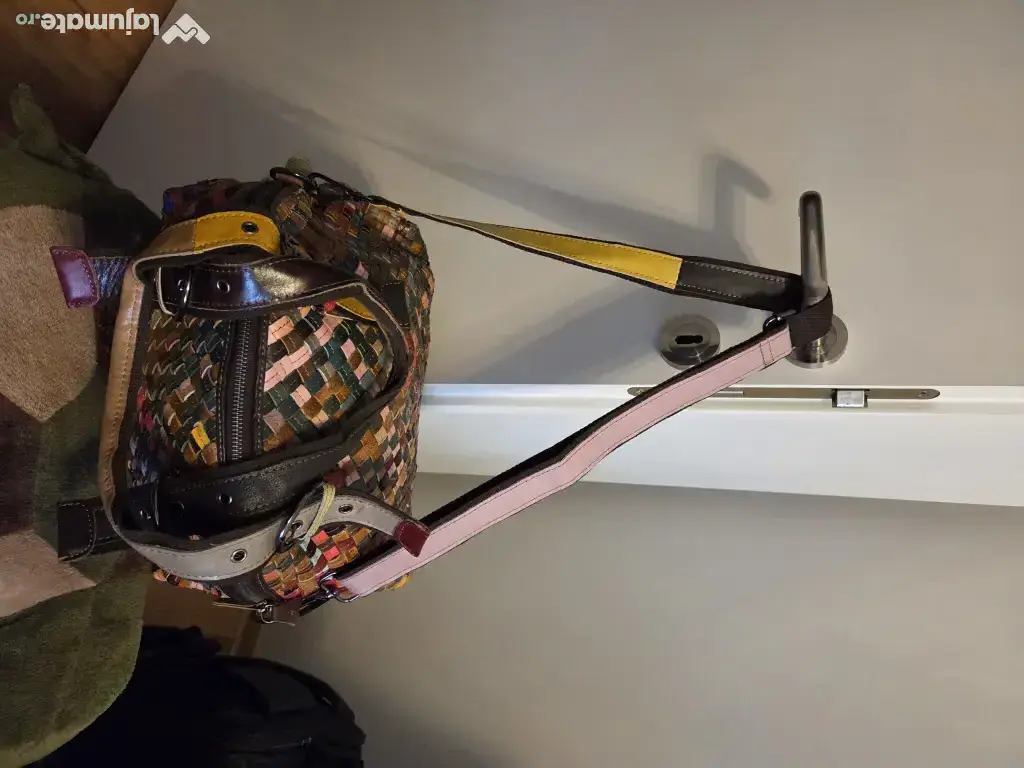 Geanta Ebano multicolora Vera Pelle impletita Toscana Italy