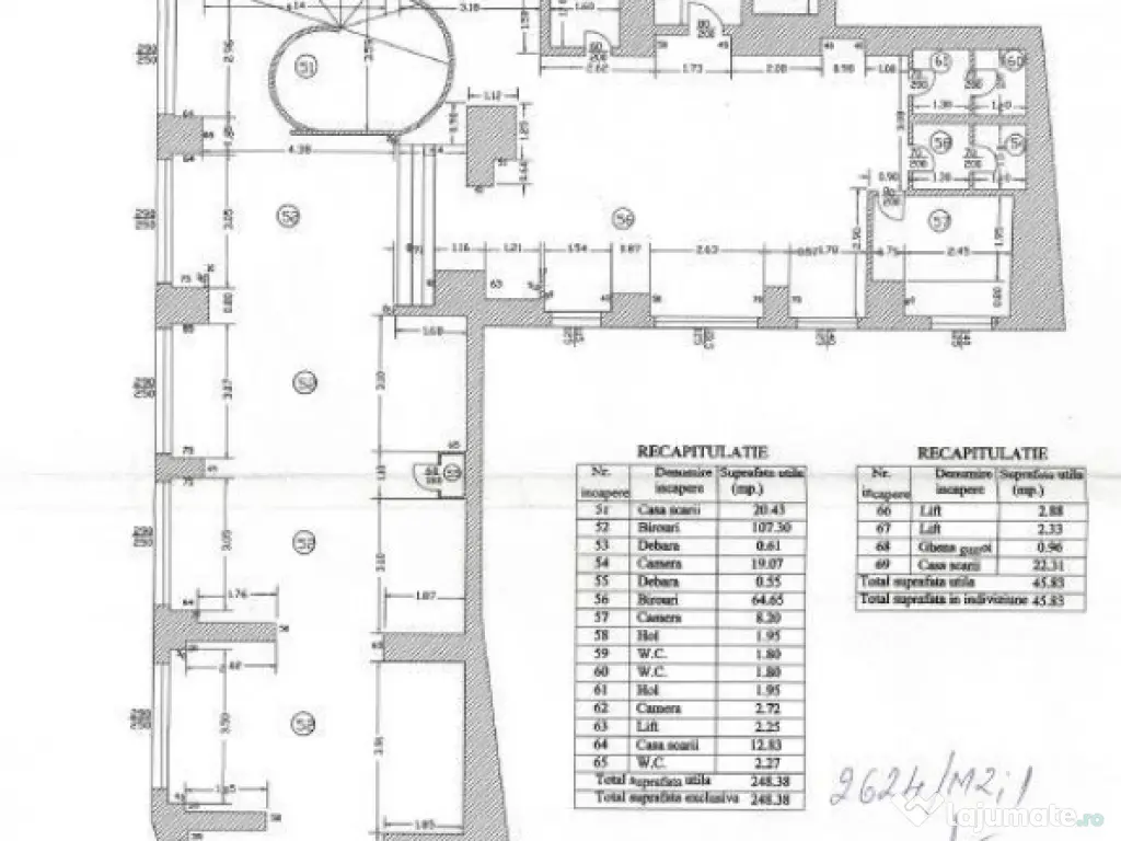 Zona Universitate Batistei mezanin 205 mp pt birouri, etc 