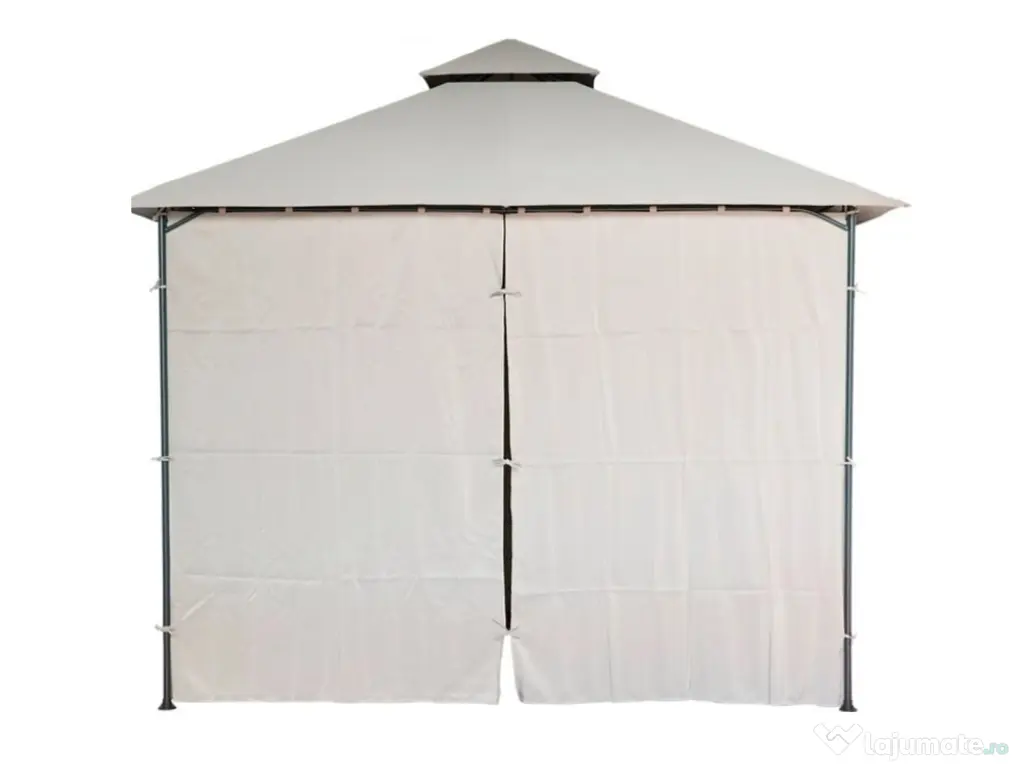 Pavilion CORT Umbrela Cadru Metal Gradina Terasa Curte Evenimente Bej 3x3x2.8 M 