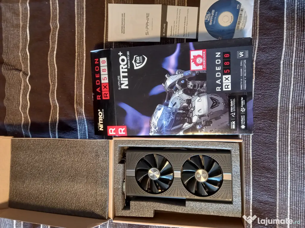 Placă Video Sapphire Radeon RX 580 Nitro+ 8GB GDDR5 – Stare Impecabilă 