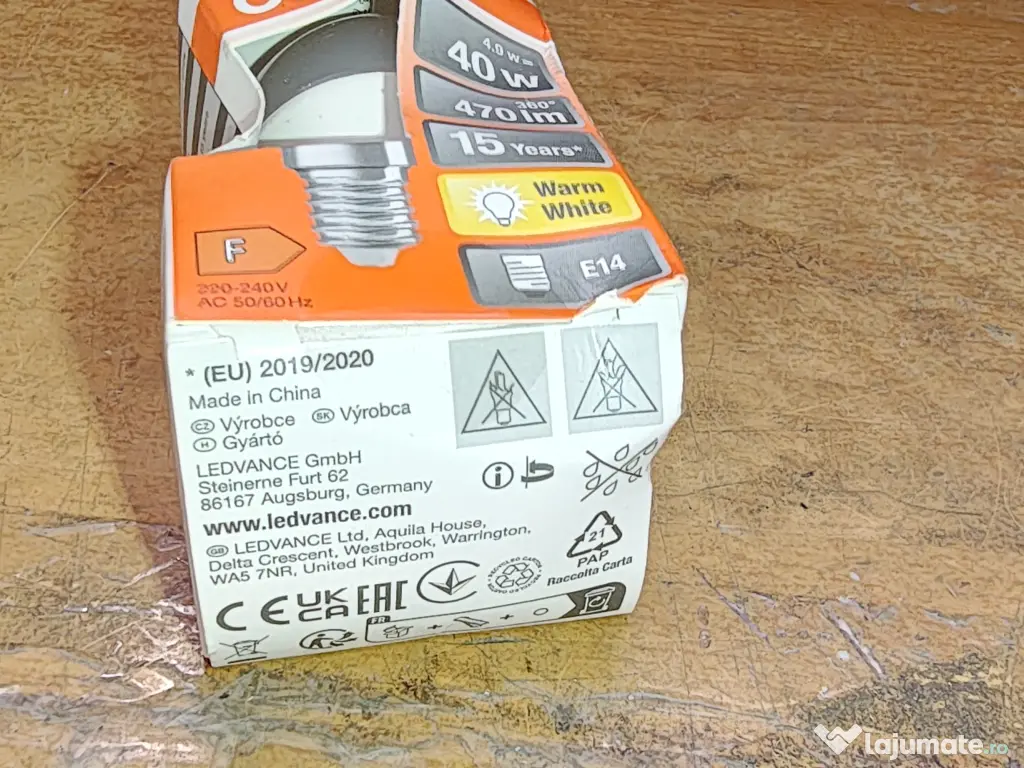 Bec led Osram Sfera E14 5w 470 lmn lumina calda B1120 