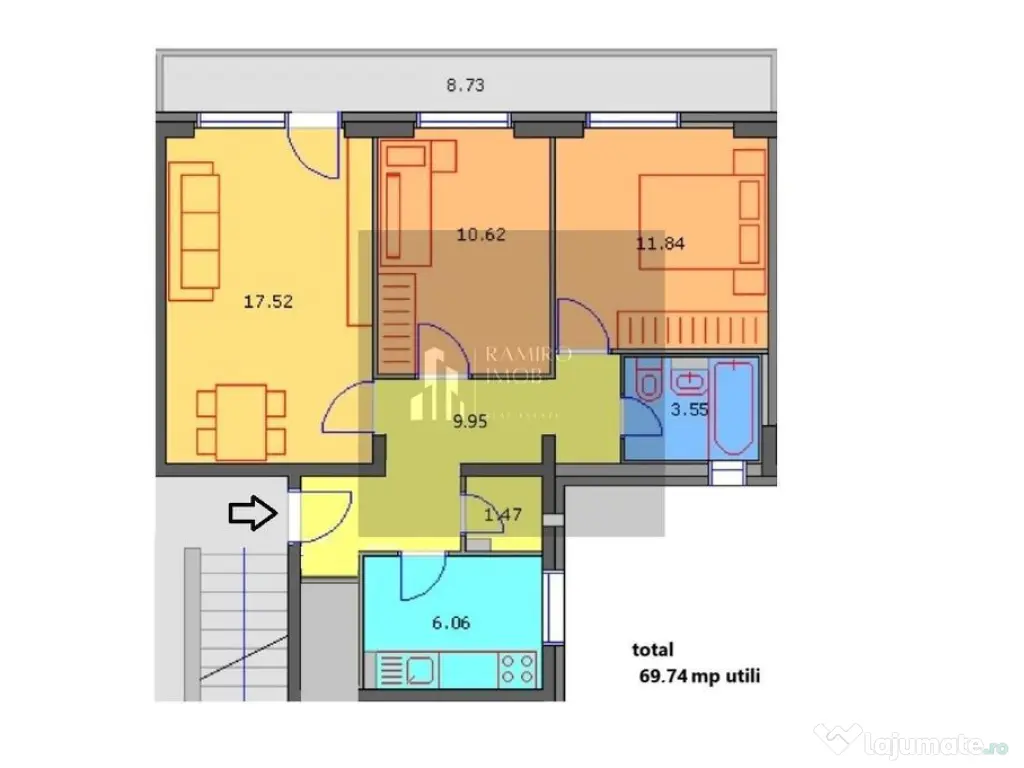 Apartament 3 camere decomandat, 70mp -centrala -Prelungir... 
