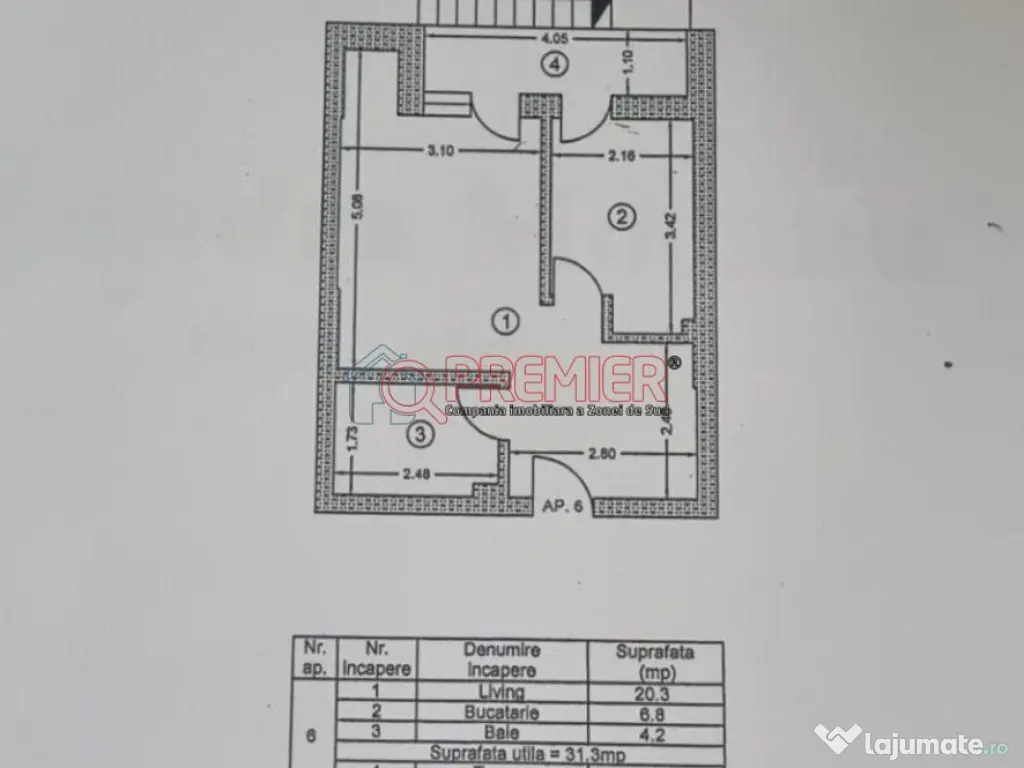 Garsoniera + curte+ Boxa - Popesti Leordeni Bloc 2025 