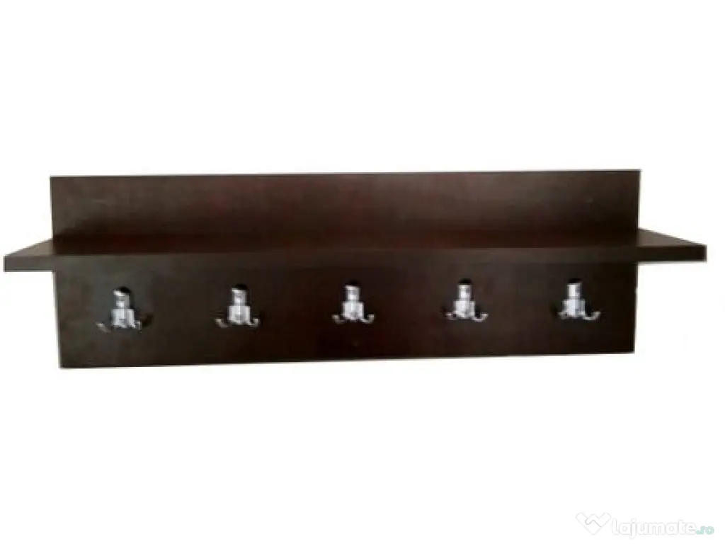 Cuier de perete cu 5 agatatori si polita, 70x25cm 