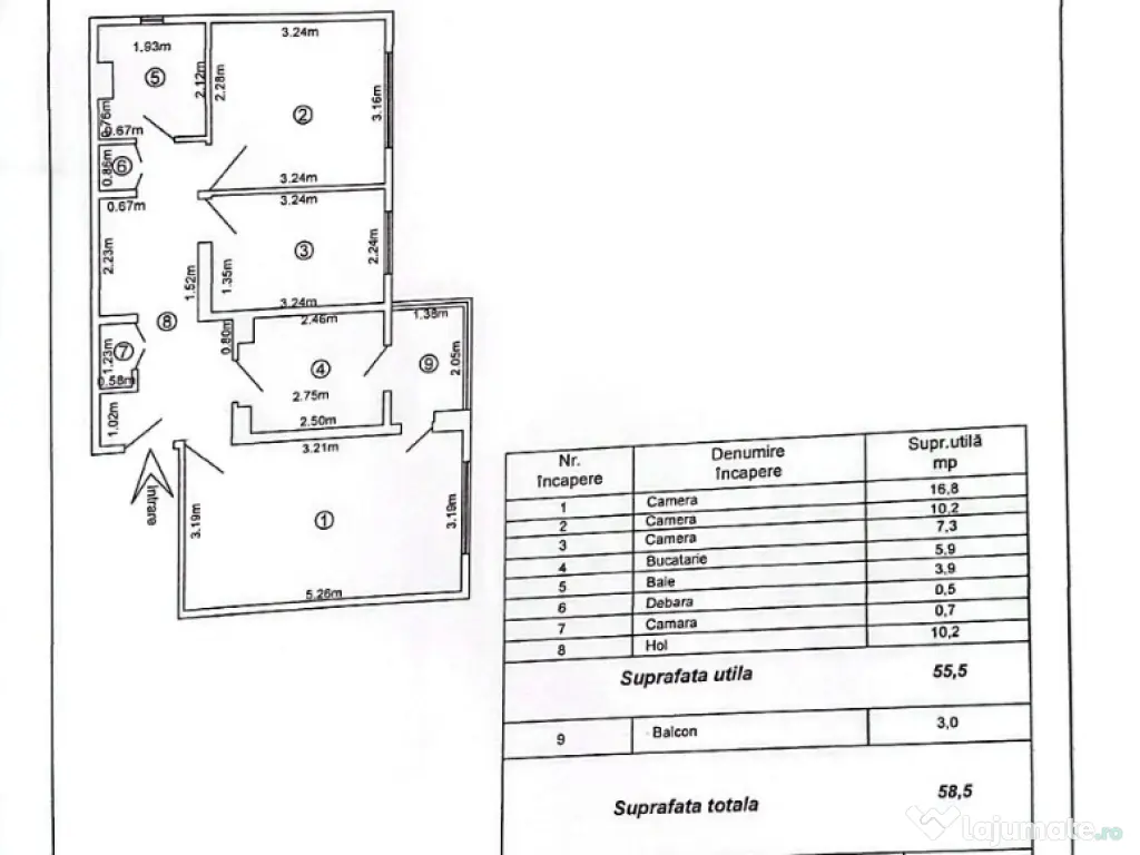 Apartament 3 camere – Micro 21, etaj 2/4