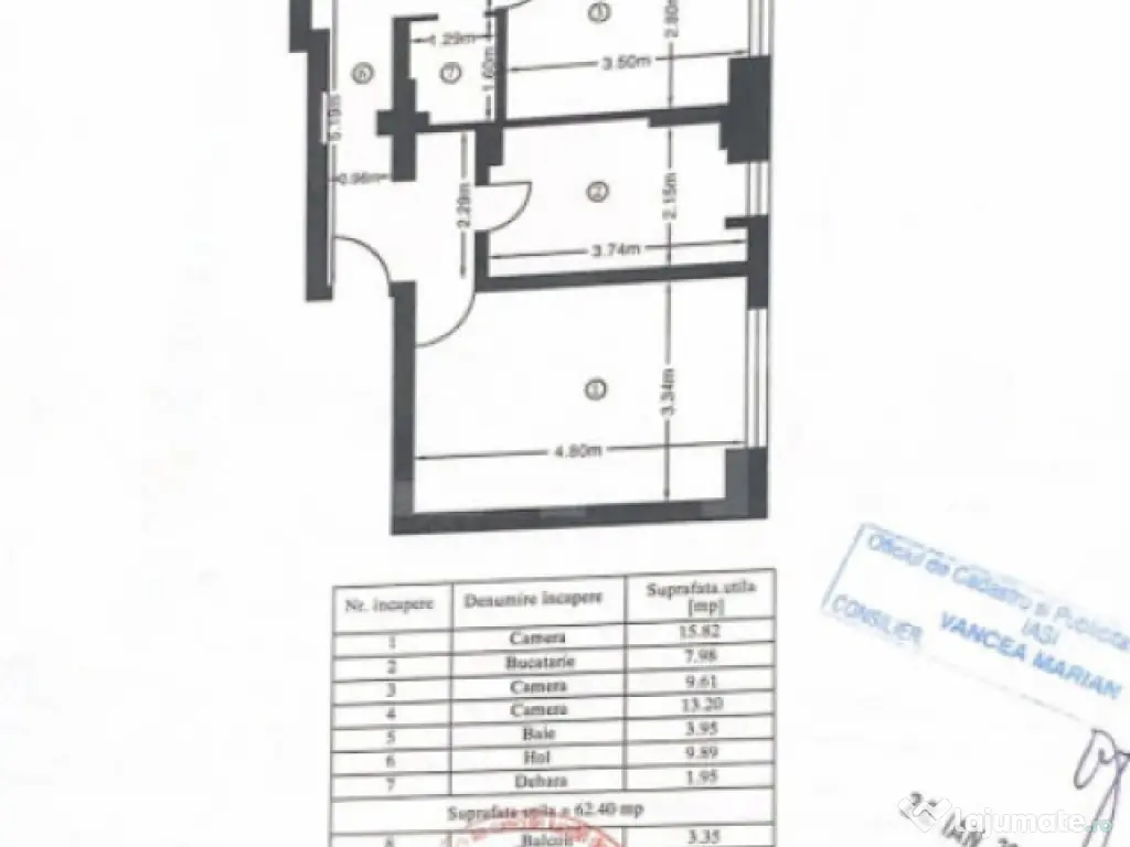 Apartament 3 camere, 66mp, decomandat, 2 bai, zona Pacurari 