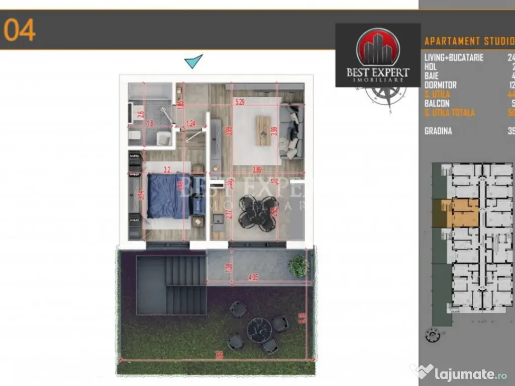 Apartament 2 camere cu Gradina Finalizat -Mutare Rapida 