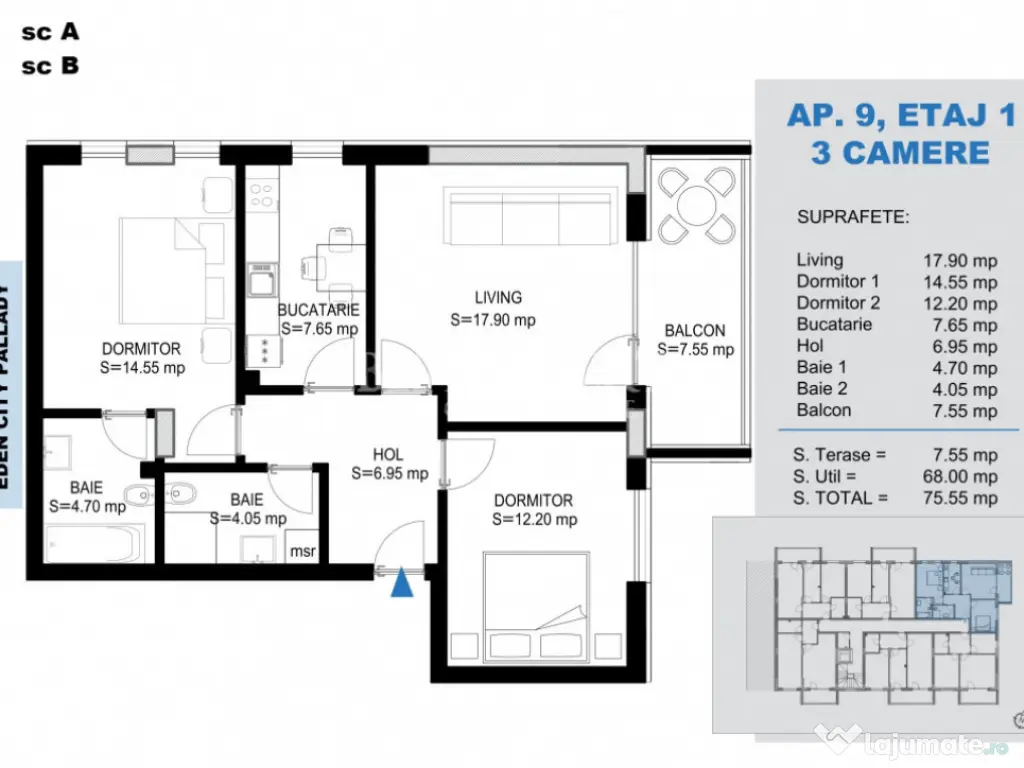 3 Camere Aproape de Facilitati -Zona Linistita 