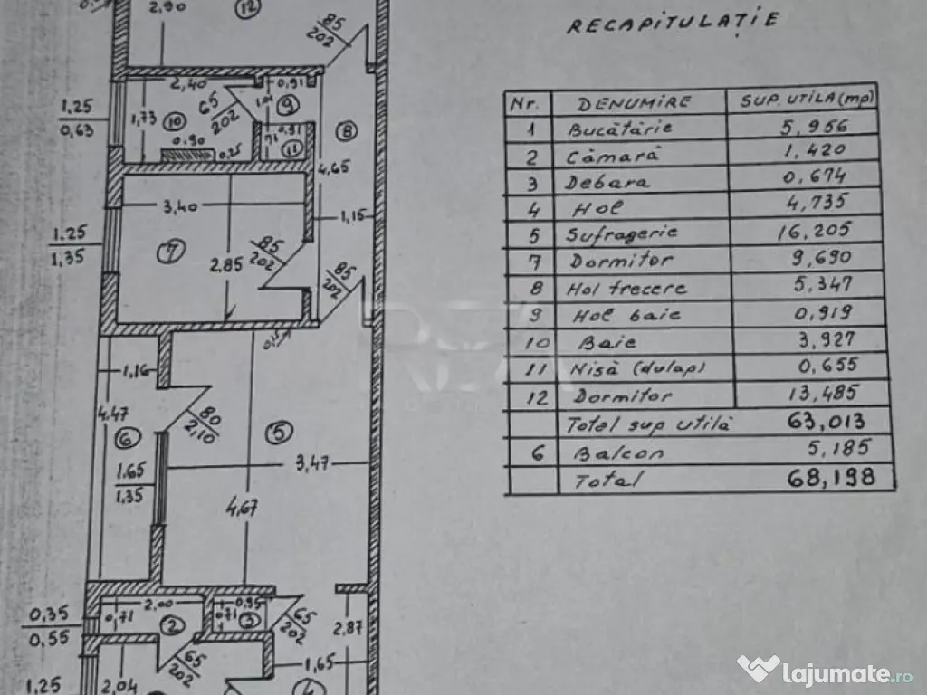 3 camere Titan, centrală, inst. schimb., an 1969, metrou, 6 