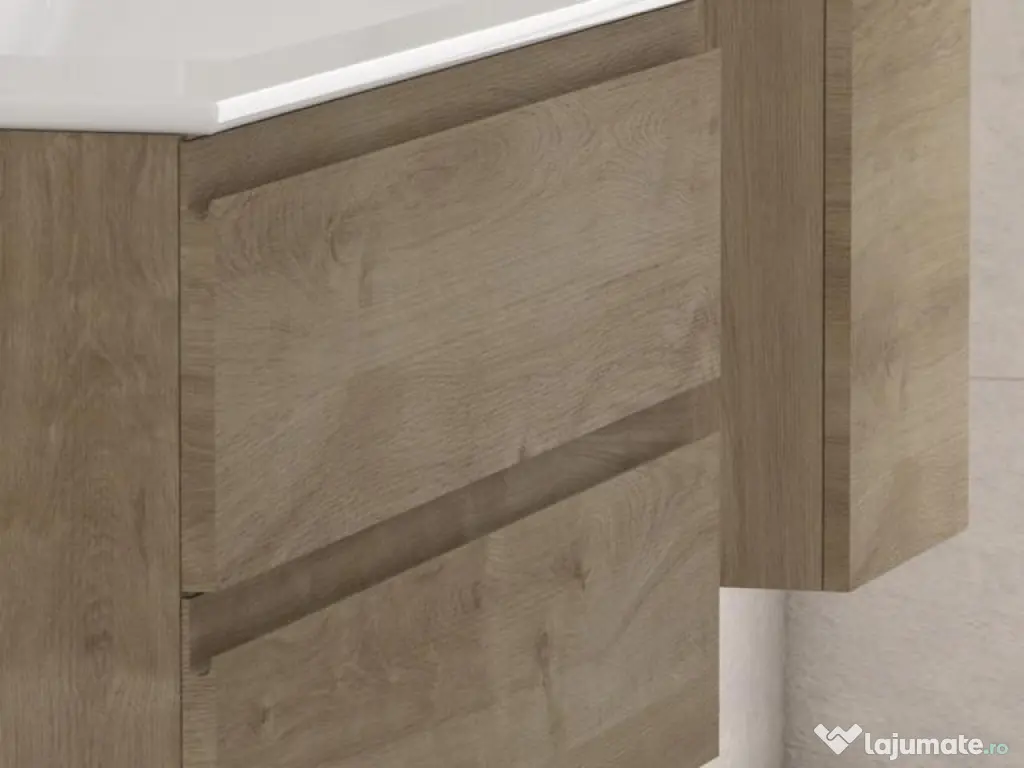 Set mobilier baie dulap+lavoar 80 cm stejar MDF calitate premium made in Spain