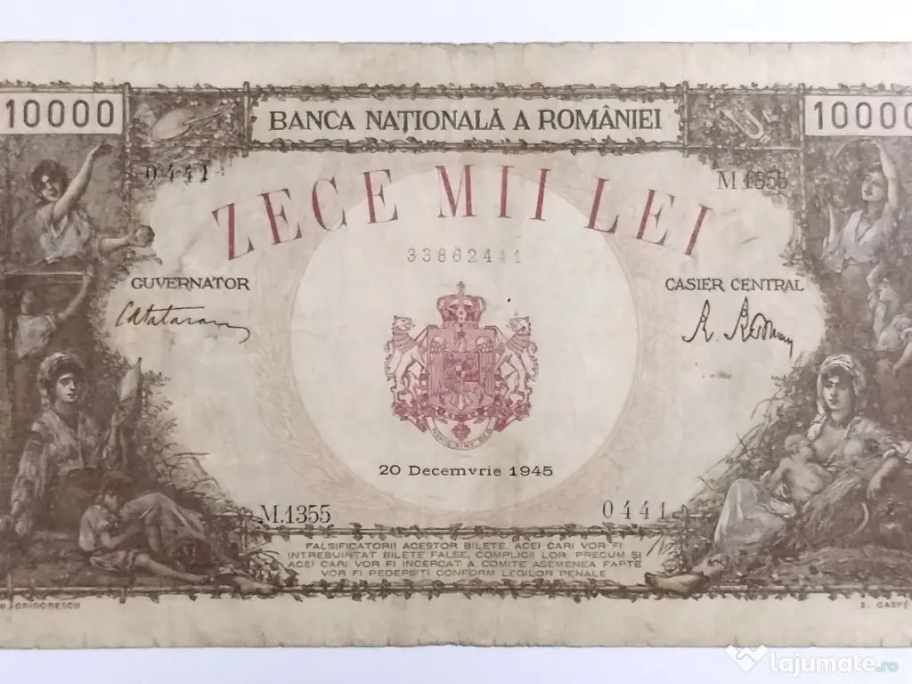 Bancnota De Colectie 10.000 LEI 1945 