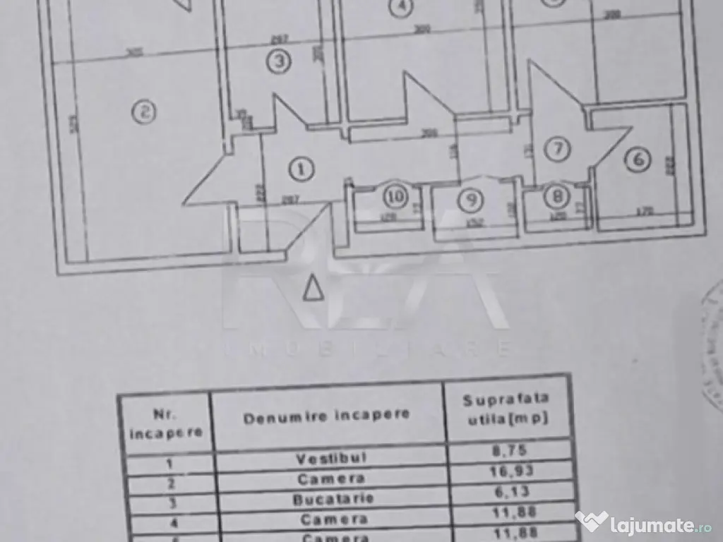 3 camere, et 1/9, anvelopat, 71 mp-Apusului 