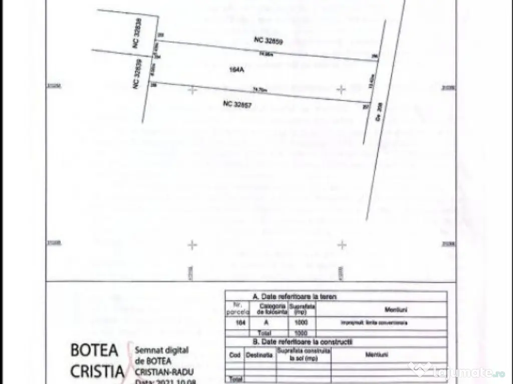 TEREN INTRAVILAN 1000 MP CARCEA - ZONA HANUL CU PONEI 