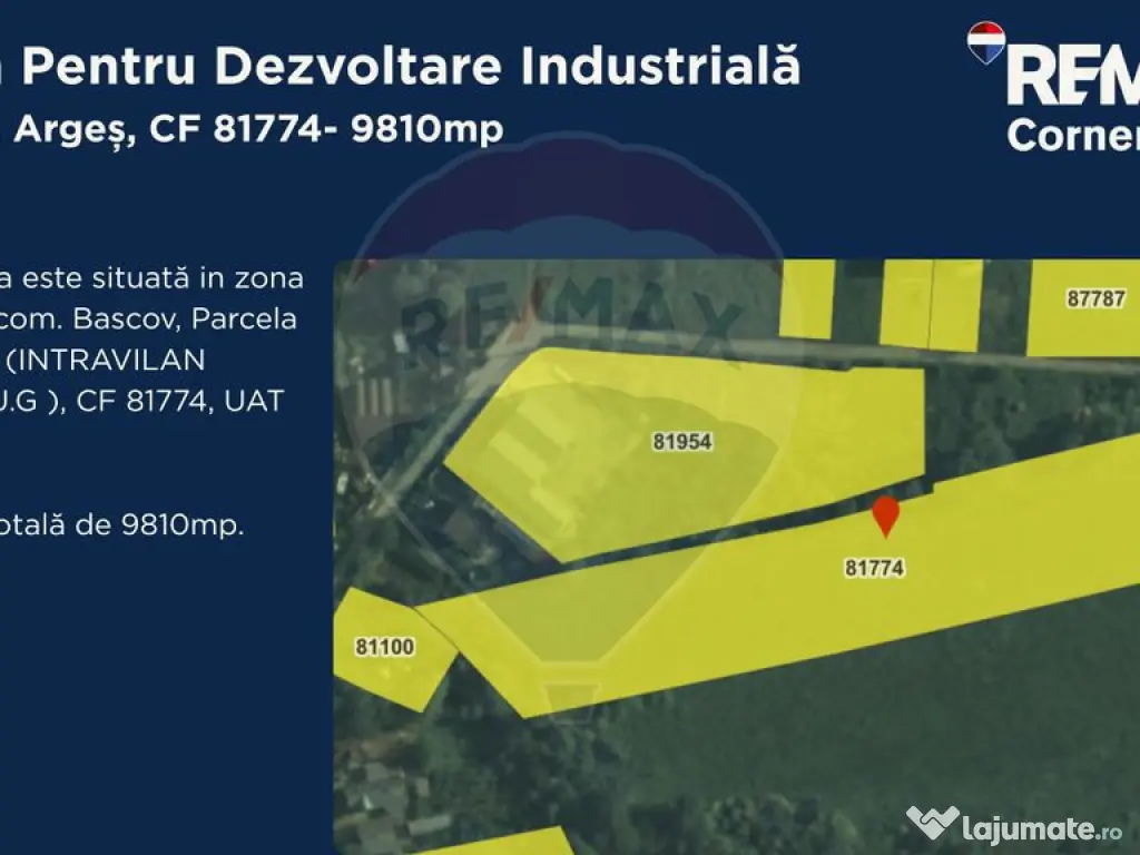 Teren industrial intravilan 9.810 mp – Bascov, acces A1...