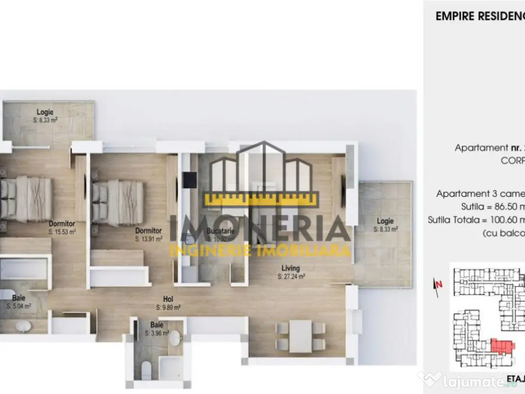 Empire Tornadei 2 – Comision 0% – 3 camere premium 