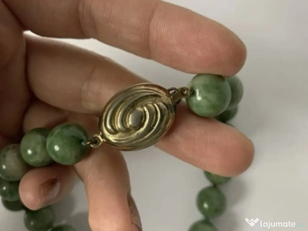 Colier antik jáde cubargint 