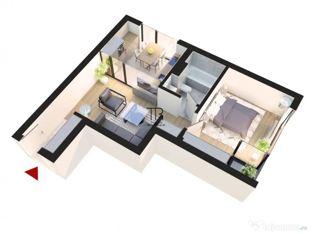 Apartament 2 Camere Incalzire in Pardoseala Ansamblu Nou Rah 