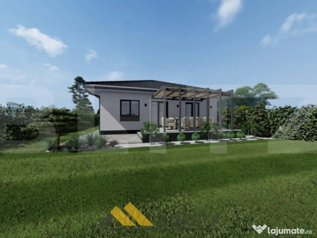 Casa cu 4 camere la roșu,finisat sau la cheie, 107 mp, zona