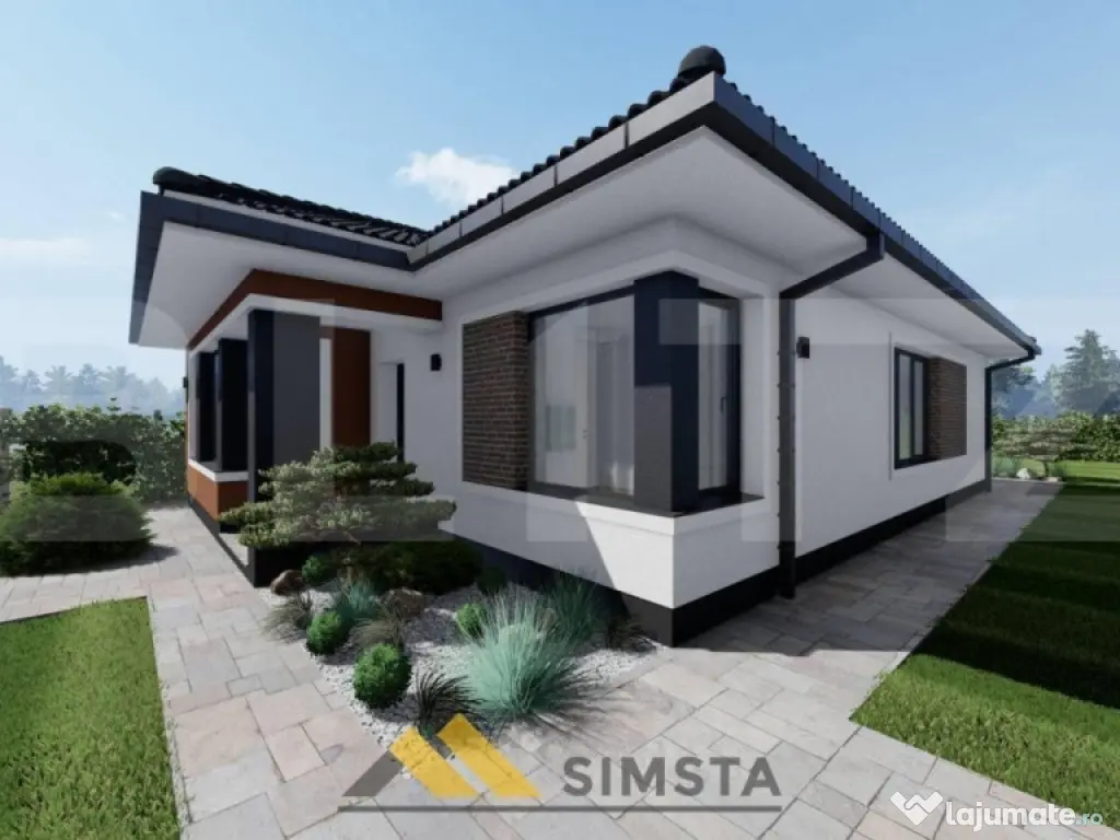 Casa cu 4 camere la roșu,finisat sau la cheie, 107 mp, zona