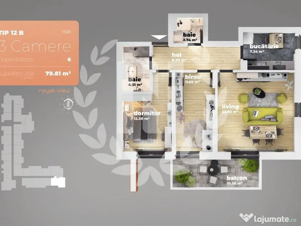 Apartament 3 camere Piata Sudului 79.81 mp utili