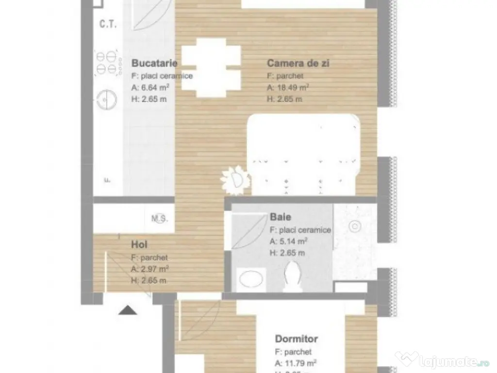 Apartament de 2 camere, finisat, 51 mp, tva inclus zona Tine