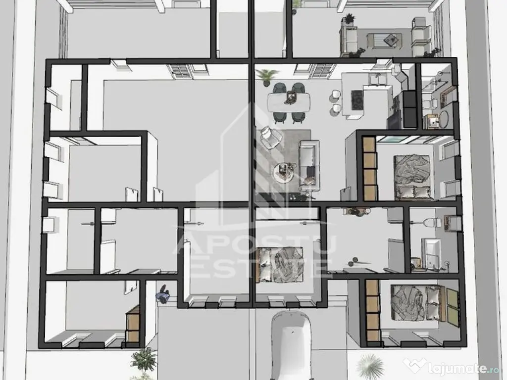 Jumatate de duplex nou cu 4 camere,Parta