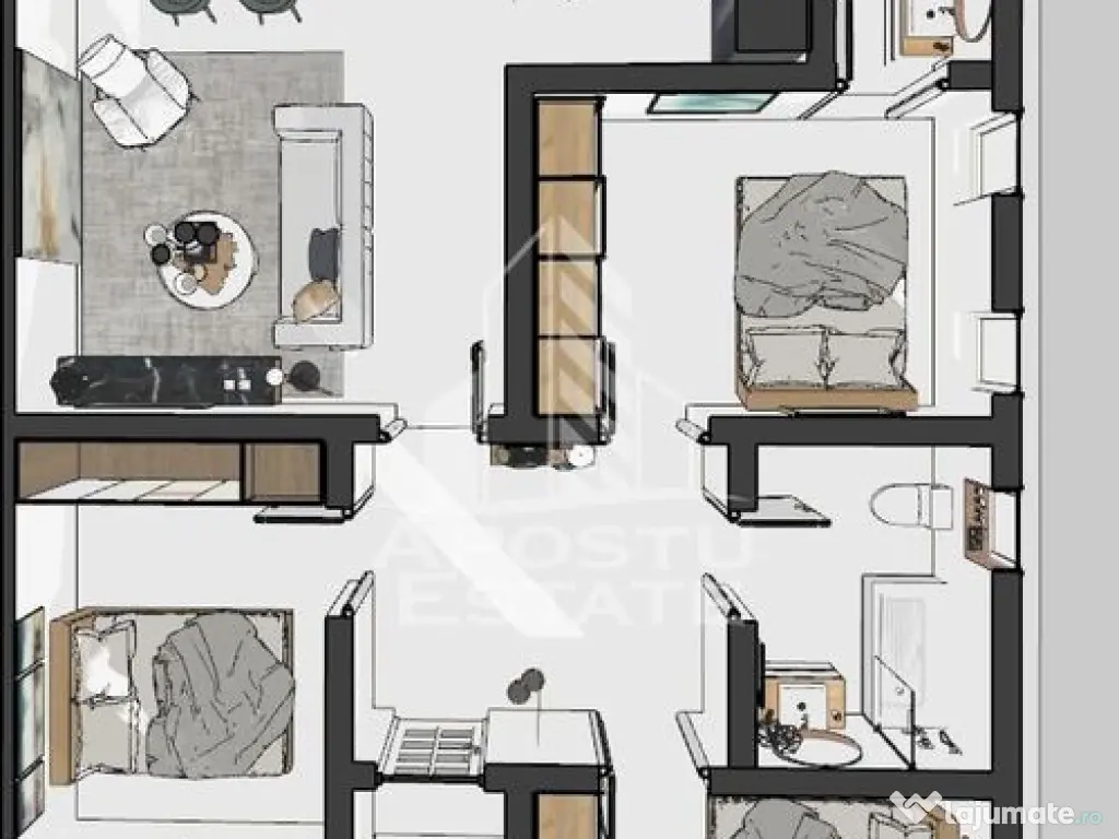 Jumatate de duplex nou cu 4 camere,Parta