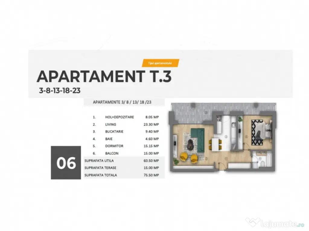 Ultracentral | Piata Unirii | 2 camere, 75.5 mp (terasa 15 m 