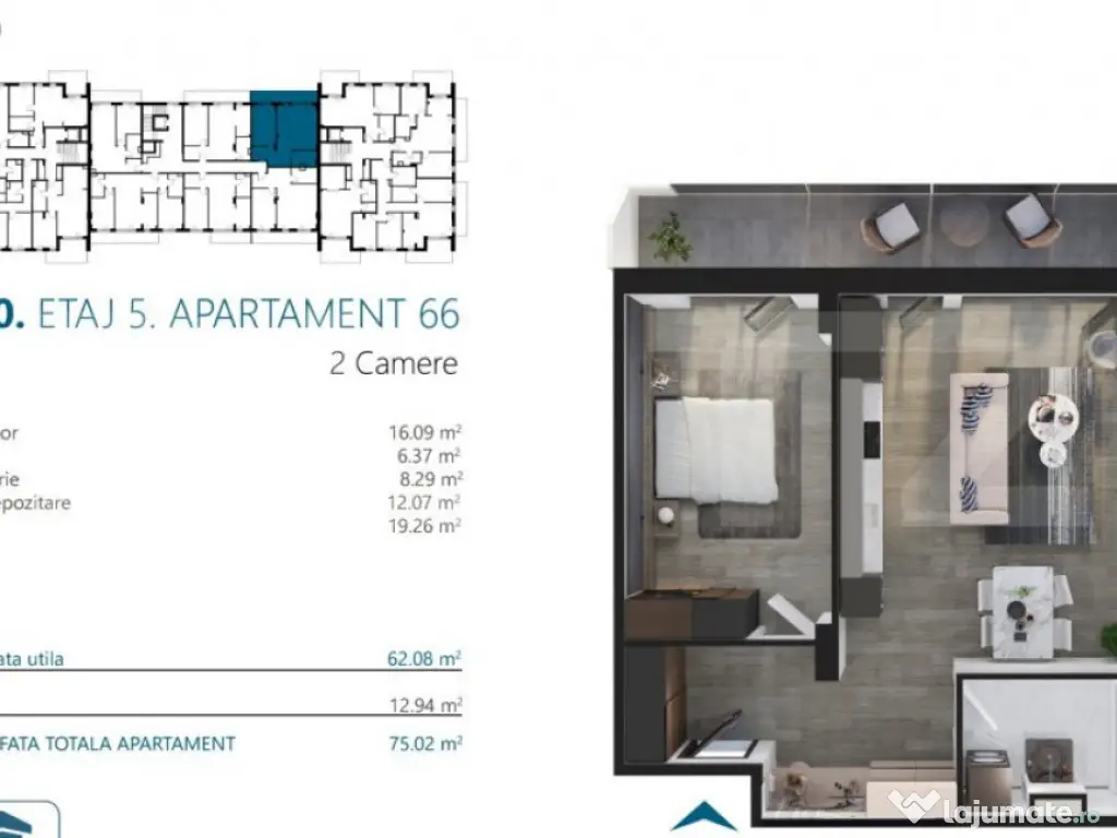 Apartament cu 2 camere, 62 mp, Ansamblu Rezidential, zona RI