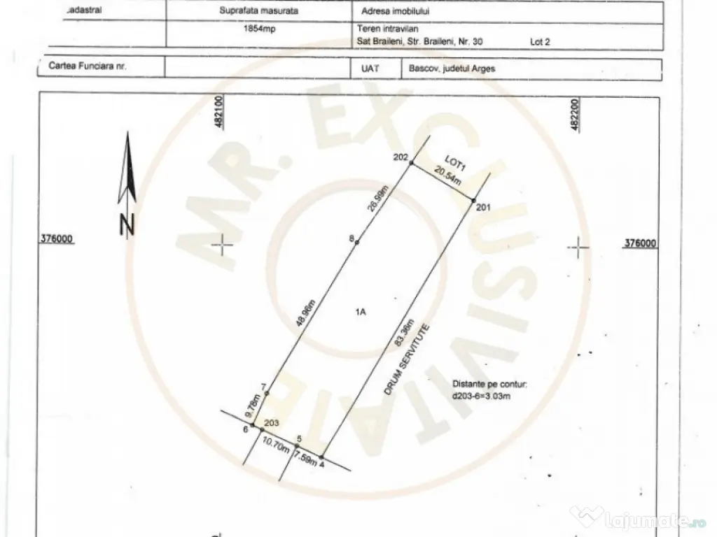 Teren 500-800 mp Braileni-Valea Ursului parcelabil