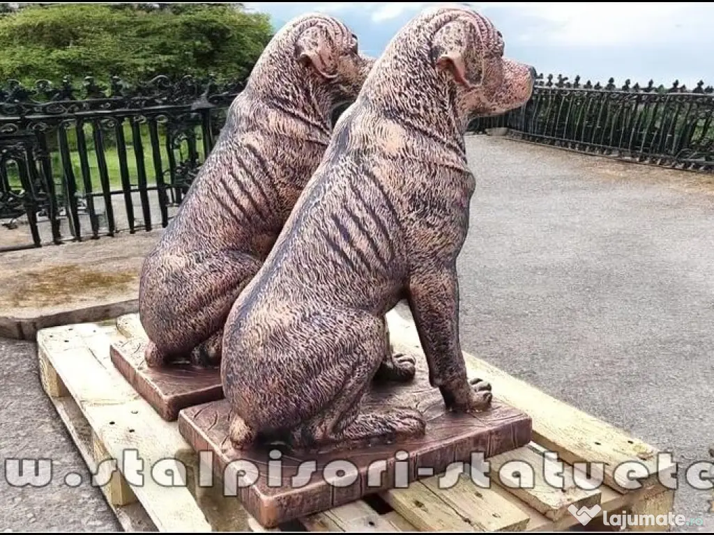 Statuetă câine rottweiler, arămiu patinat, model S12. 