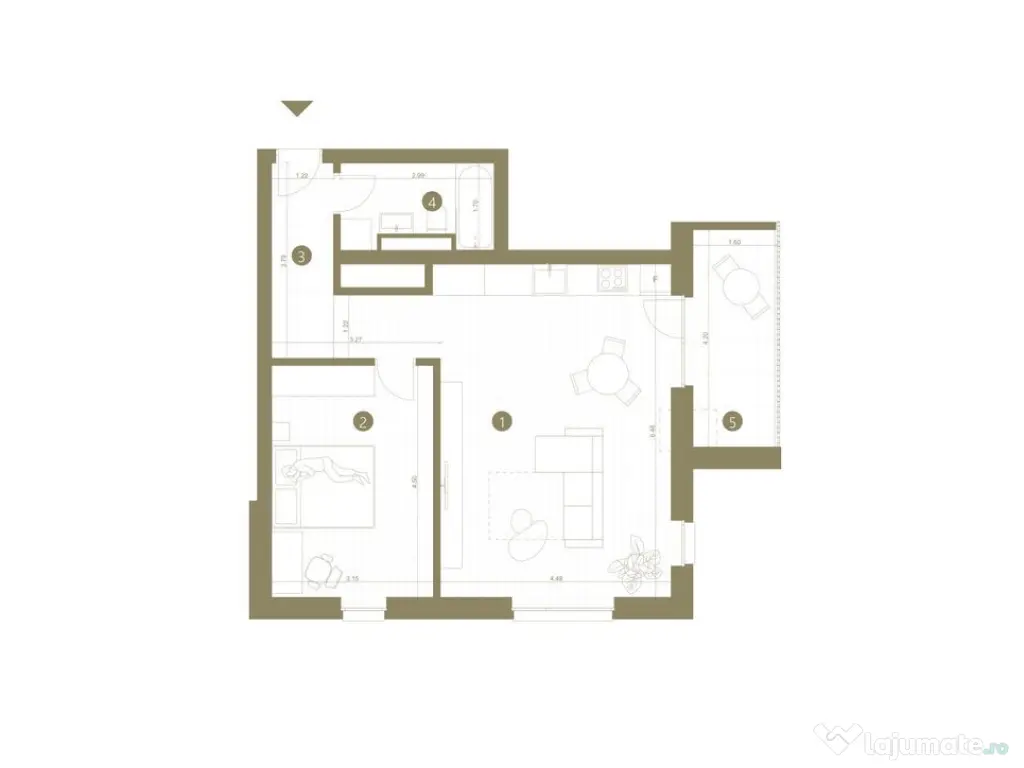 Apartament nou cu 2 camere 