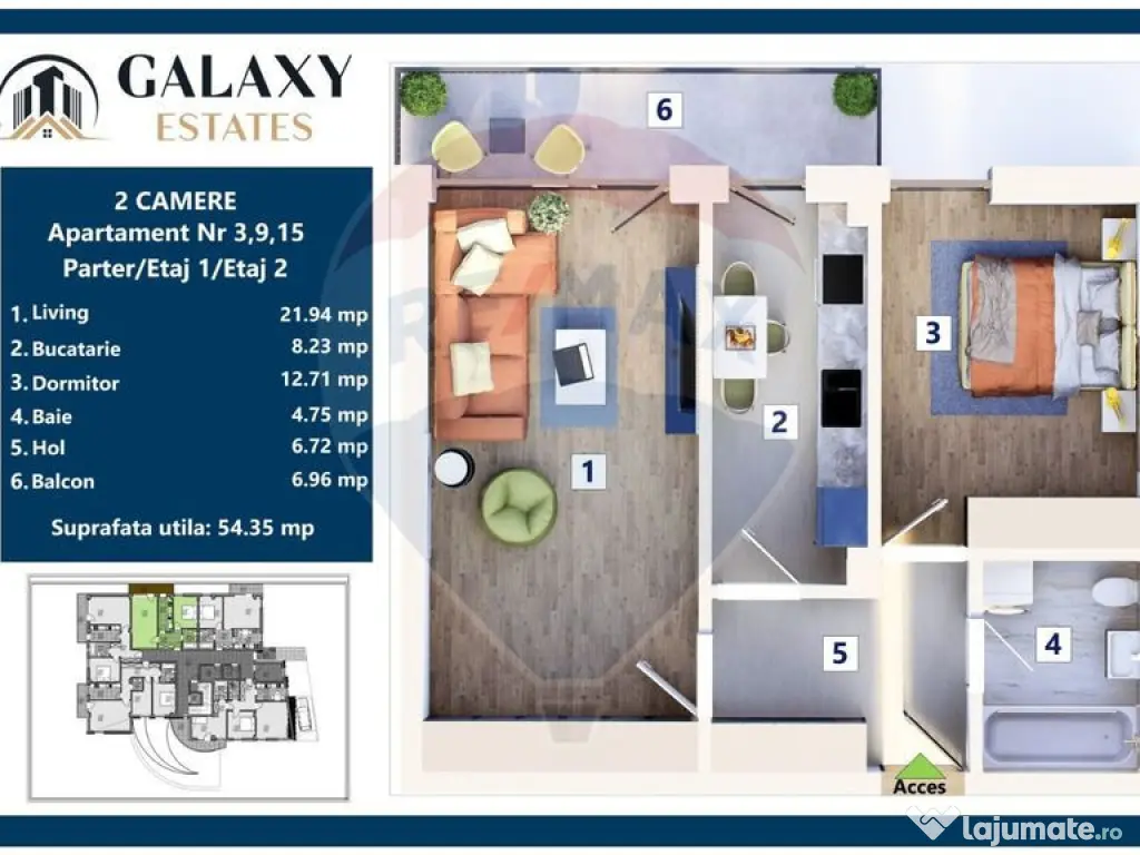 COMISION 0% Apartament 2 camere/ Tractorul / Galaxy Estate 