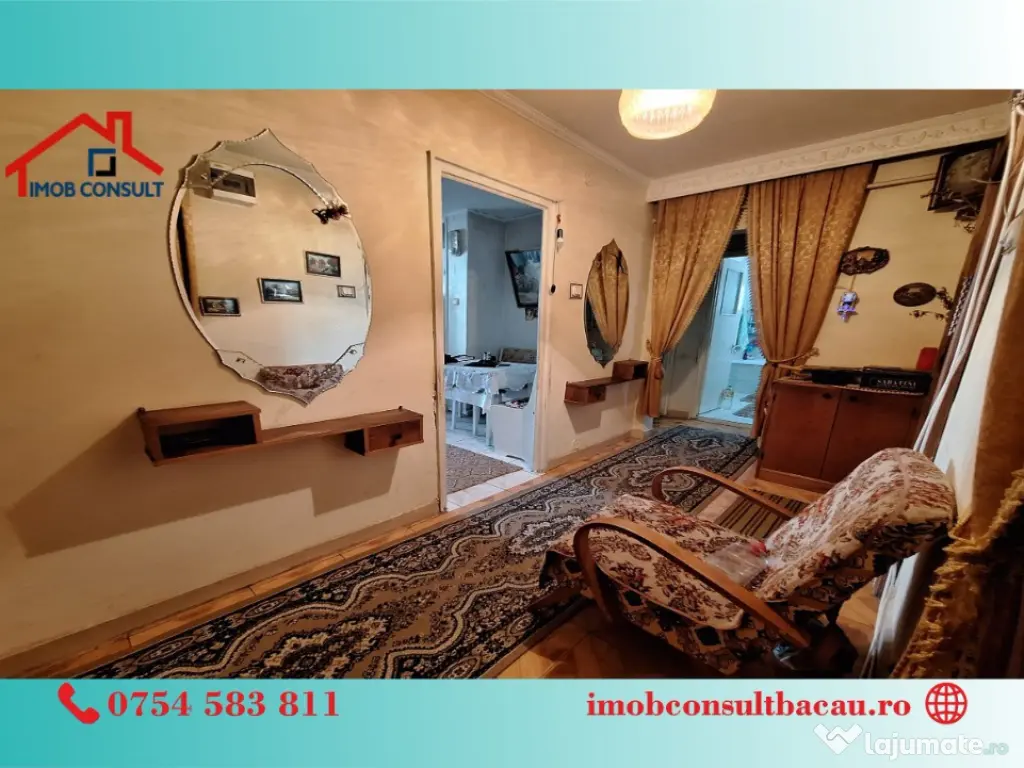 Trei camere! Etaj intermediar! Centrul Bacaului! CE1261