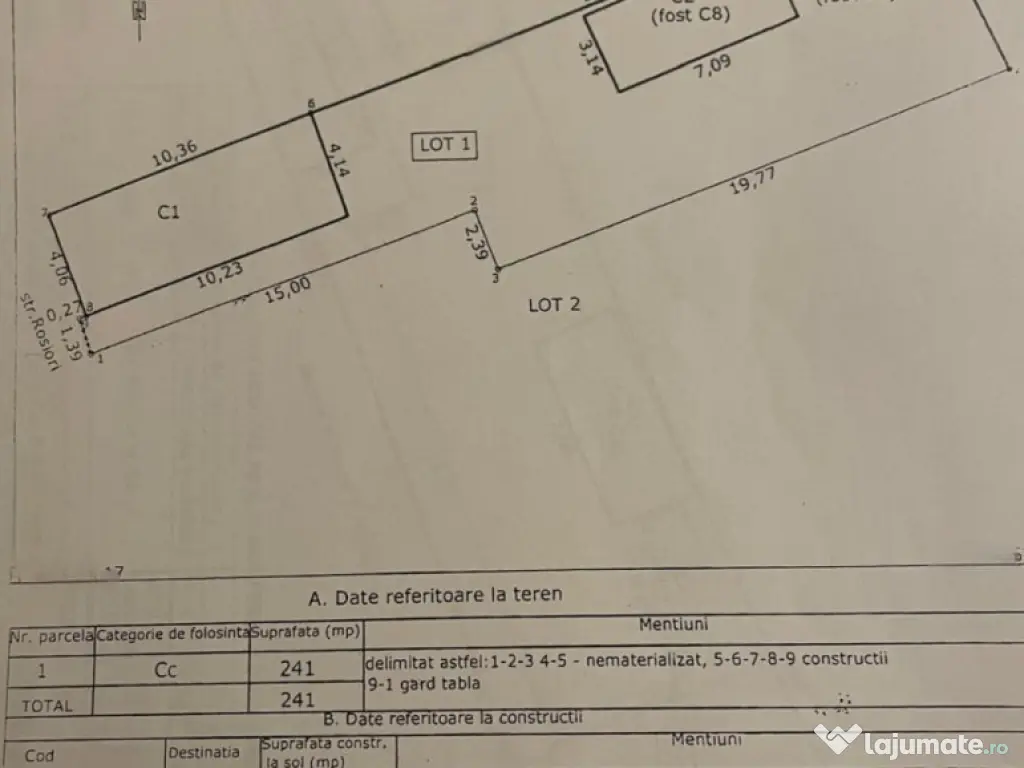 Teren cu casa demolabila zona Rosiori 