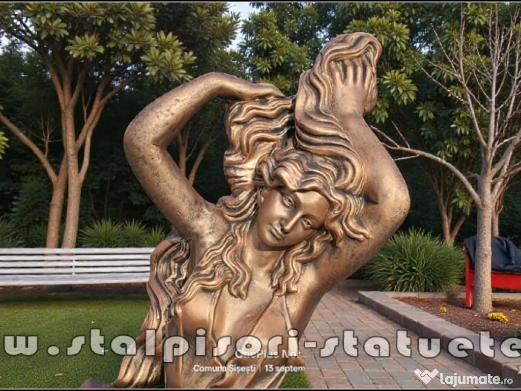 Statuetă Venus cu părul lung, arămiu patinat, model S71. 