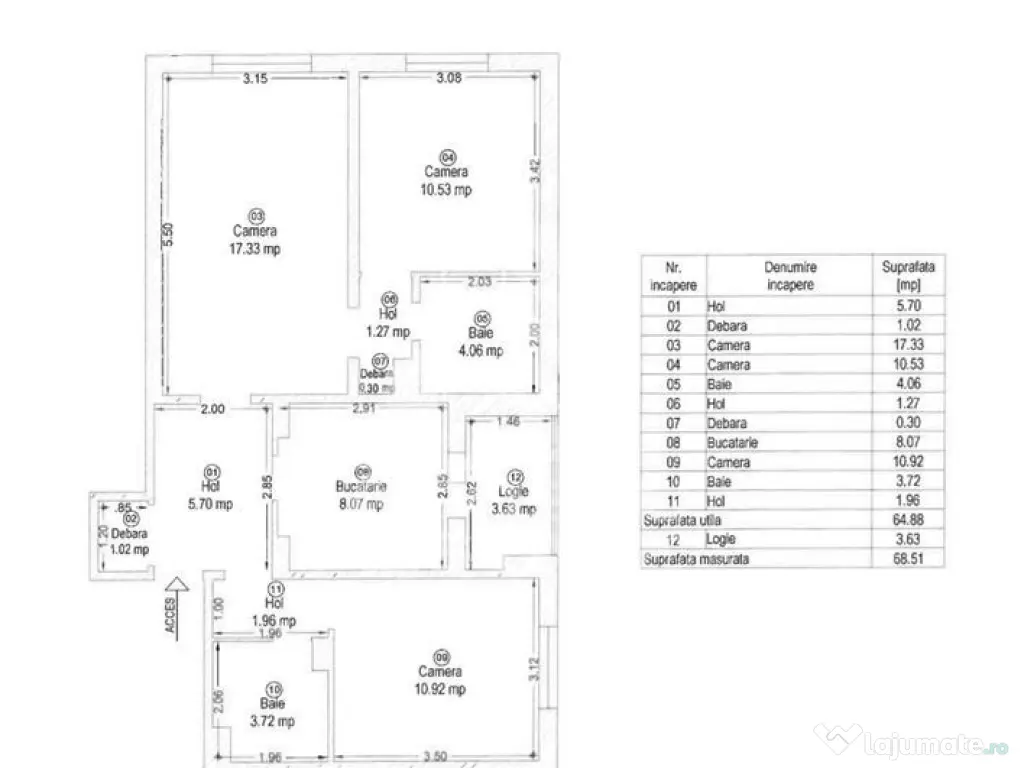 Apartament cu 3 camere, 2 bai, in Circumvalatiunii 