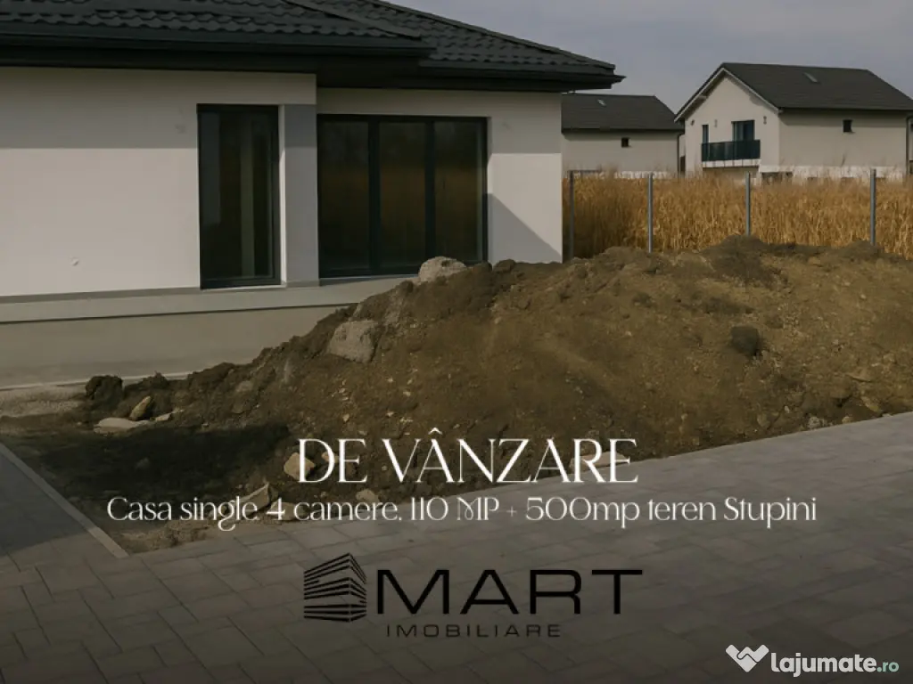 Casa single 4 camere, 110 MP + 500mp teren Stupini 