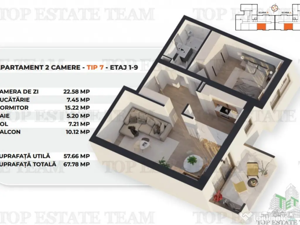 Apartament 2 camere bucatarie inchisa bloc nou, etaj 3, Sos. 