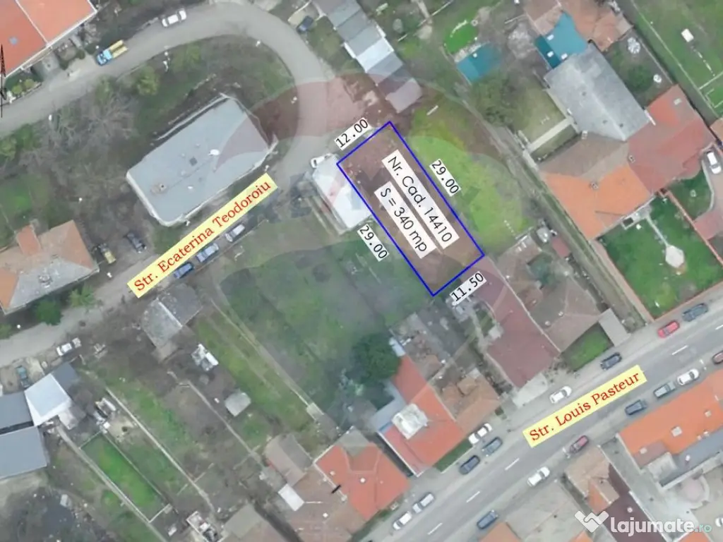 Teren intravilan 340 mp în zona centrală – Str. Ecate...