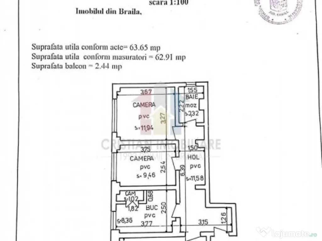 3 camere, confort 1 decomandat, 64 mp, Viziru 3