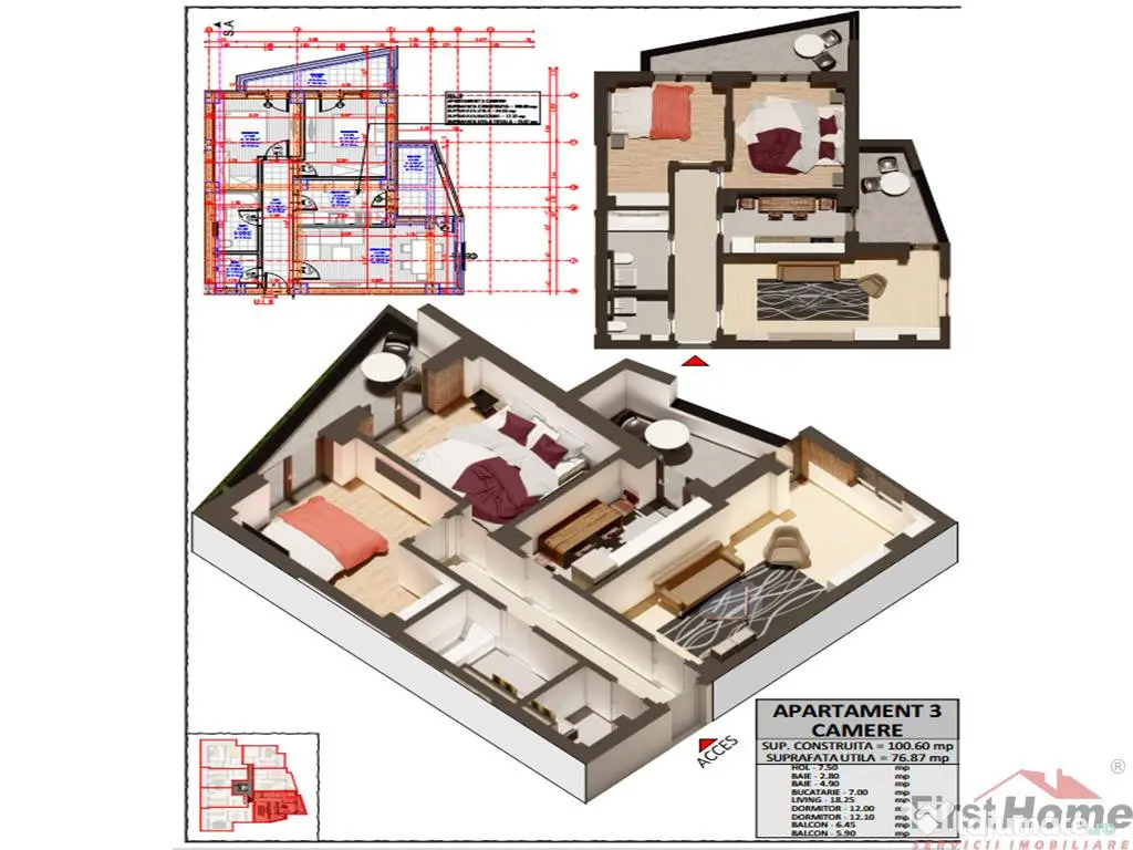 Park 69 - Unirea Principatelor, tva inclus, 3 cam - 77 mp ut