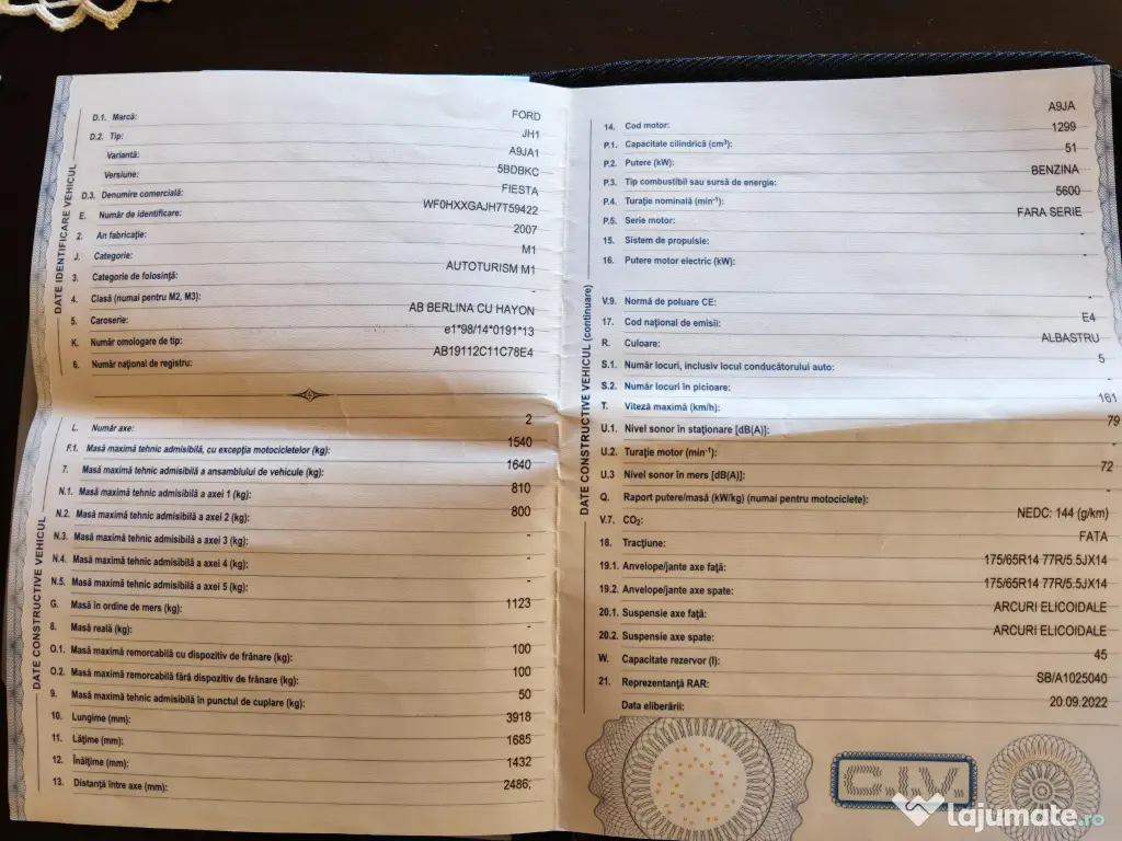 Ford Fiesta 1.3 benzina 2007 avariata