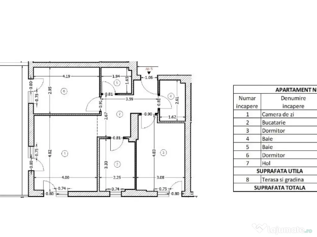 3 camere, 2 bai, NOU, centrala proprie, decomandat, LA CHEIE 