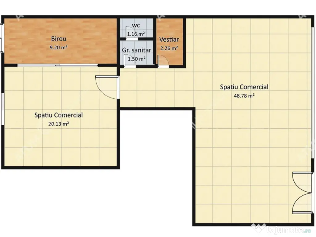 Spatiu comercial 100 mp utili 9 ml vitrina 2 intrari Valea A 