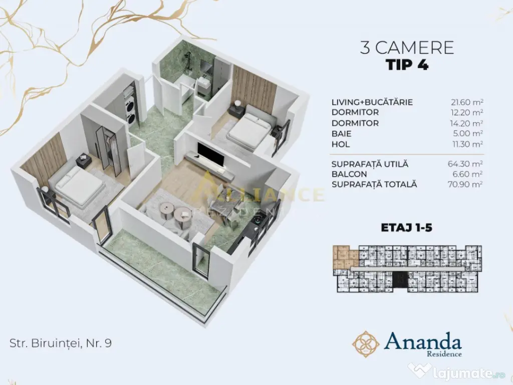 V#226;nzare apartament 3 camere – Str. Biruintei - M. B... 