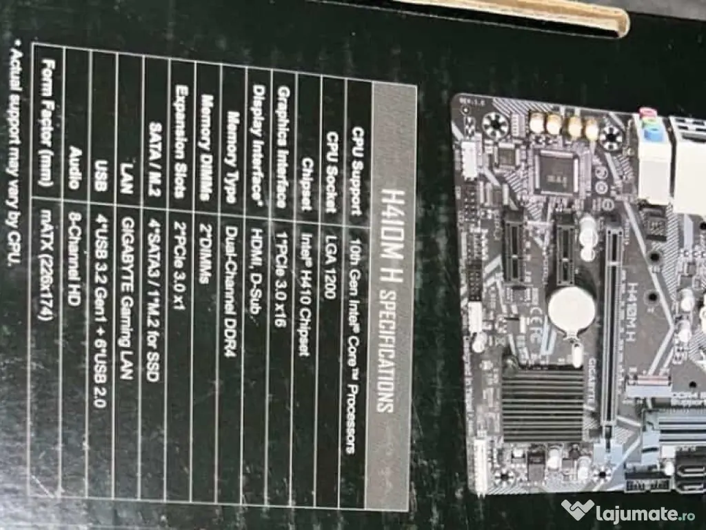 Intel Core i3‑10100F + placă de bază Gigabyte H410M‑H v1 