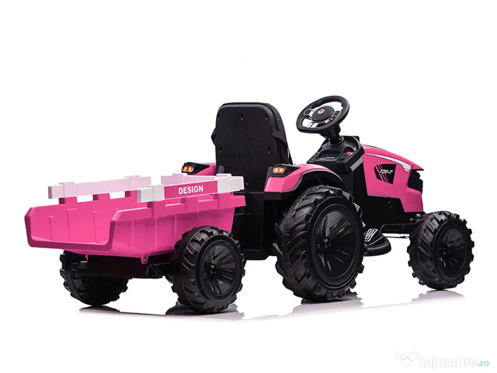 Tractor electric Kinderauto 720-T, 2x 45W 12V, cupa si incarcator Pink 