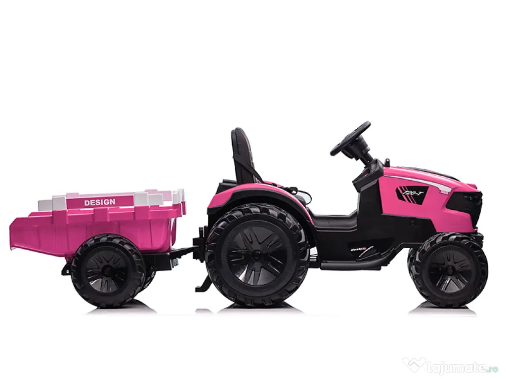 Tractor electric Kinderauto 720-T, 2x 45W 12V, cupa si incarcator Pink 